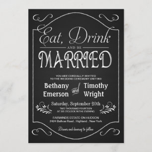 Coma Una Bebida Casada Con Invitaciones De Chalkbo