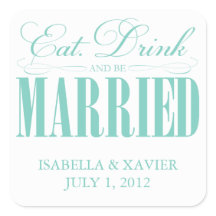 Coma verde azulada, bebe y cásate | PEGATINAS