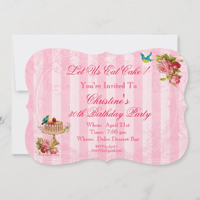 Comamos invitaciones para la fiesta del pastel (Reverso)