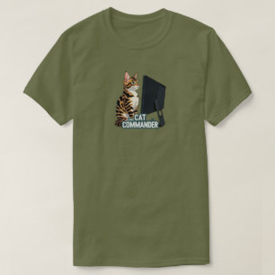 Comandante de Gato de Computadora Camiseta Bengal 