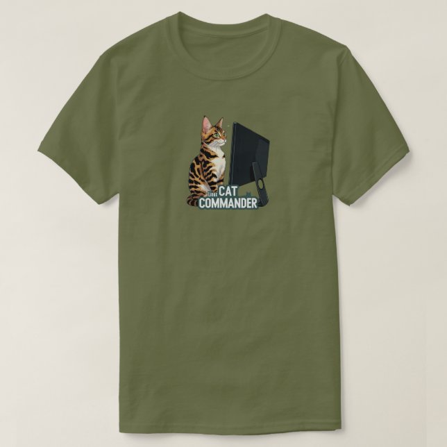 Comandante de Gato de Computadora Camiseta Bengal  (Diseño del anverso)