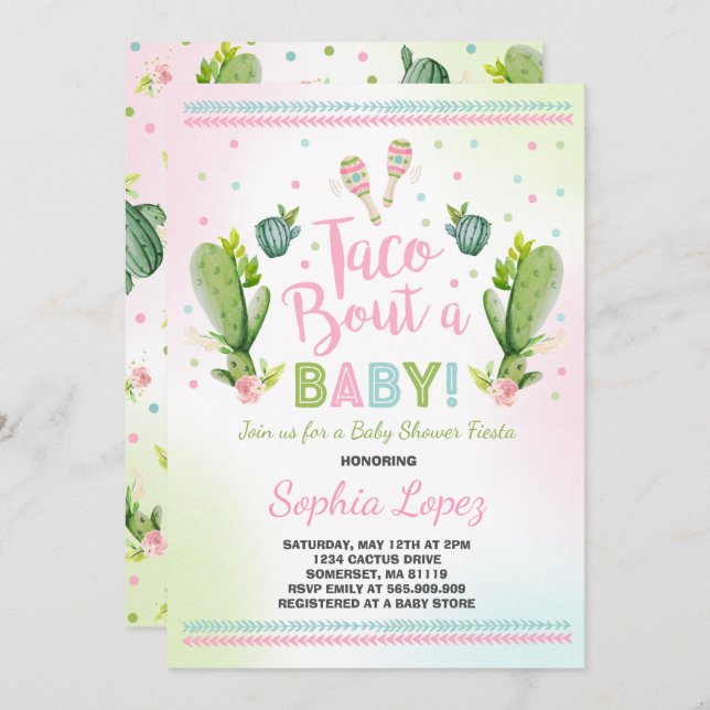 Combate del Taco de la invitación de Baby Shower (Anverso / Reverso)