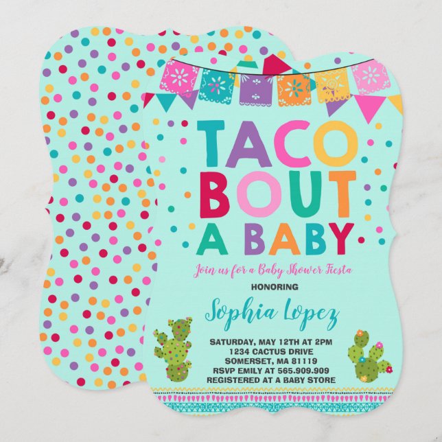 Combate del Taco de la invitación de Baby Shower (Anverso / Reverso)