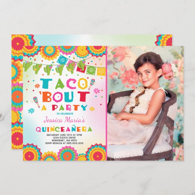Combate del Taco de la invitación de Quinceanera (Anverso / Reverso)