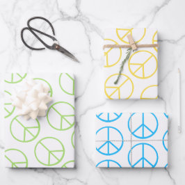 Combo de papel de regalo con signo de paz azul ama