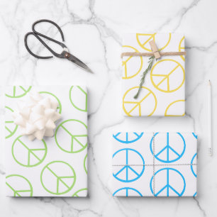 Combo de papel de regalo con signo de paz azul ama