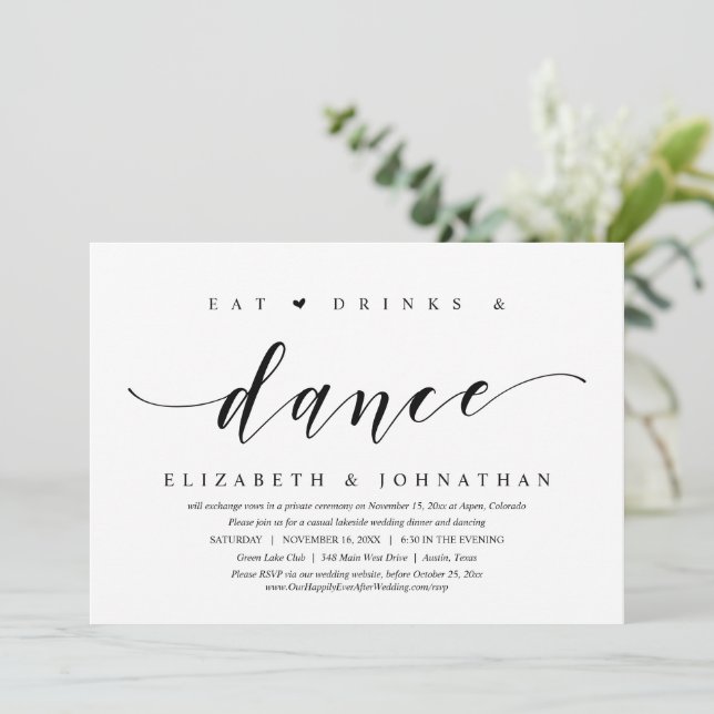 Come, Beba y Baile, Invitación de Boda Fugaz (Anverso de pie)