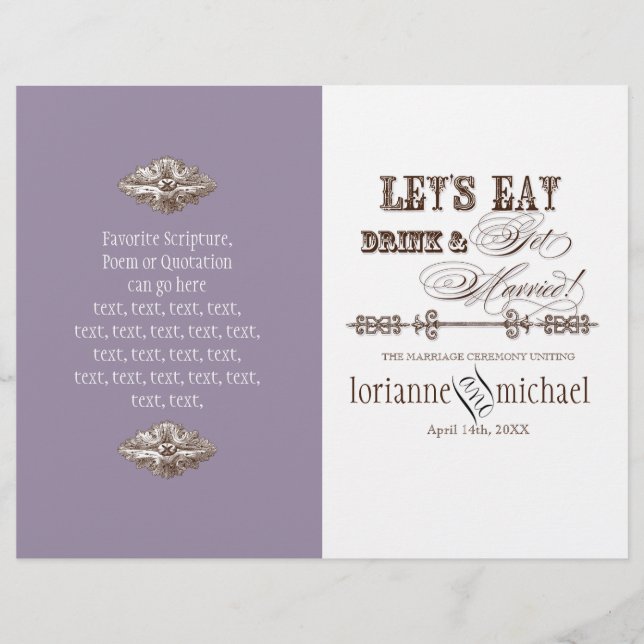 Come, Beba y Cásese, Programa Formal de Boda (Anverso)