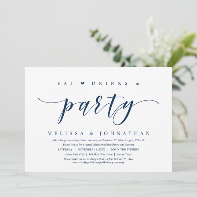 Come, Beba y Festeja, Invitación de Boda Fugaz (Anverso de pie)