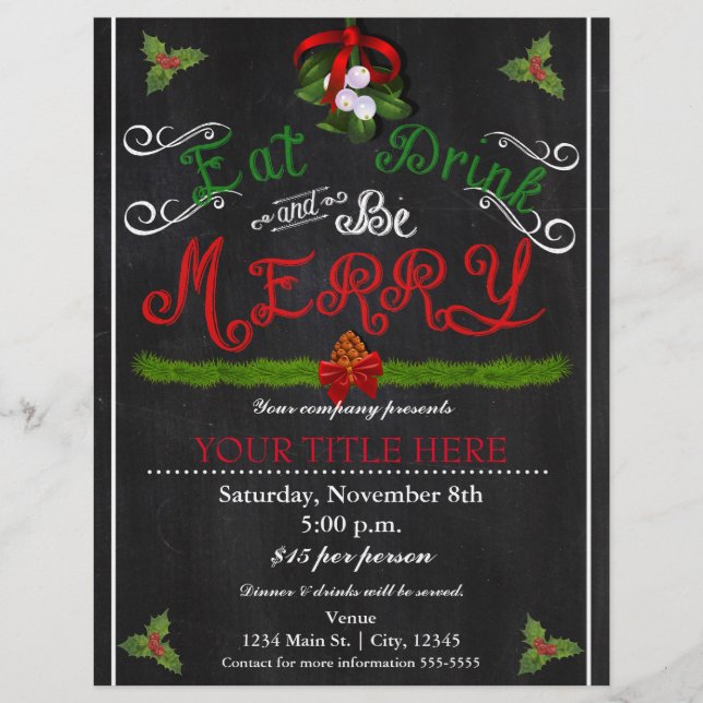 COME BEBE Y ALÉGRATE Flyer de Fiesta de Navidad en (Frente)