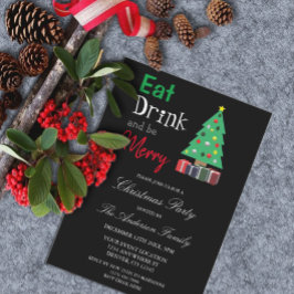 Come Bebida Y Sé Feliz Invitación De Navidad