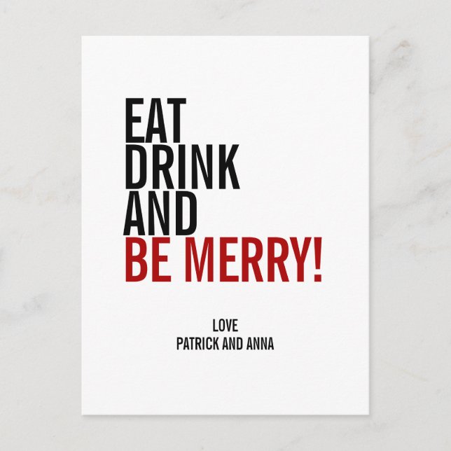 Come Comer & Alégrate Tarjeta Postal de Navidad (Anverso)