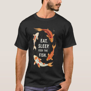 Come Duerme Alimenta Koi Carp Pescado Camiseta Jap