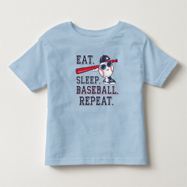 Come. Duerme. Bola de béisbol. Repetir camiseta (Anverso)