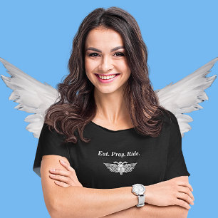 Come. Reza. camiseta de moto para mujeres
