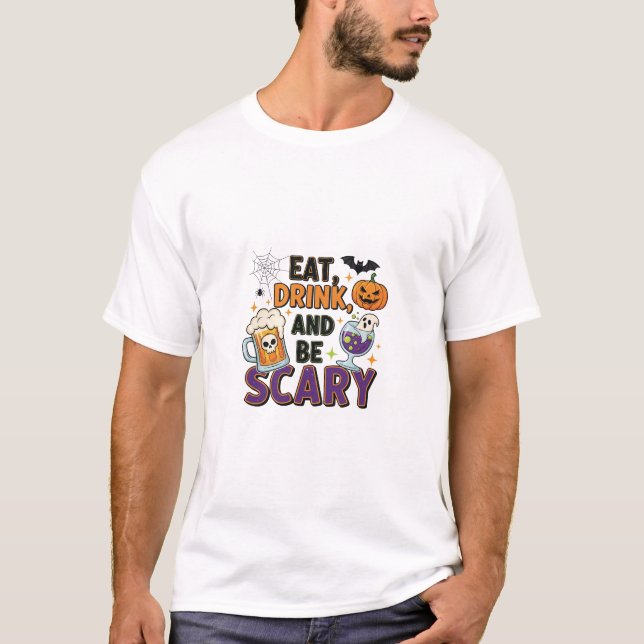 Come una bebida y ten miedo de la camiseta de la f (Anverso)