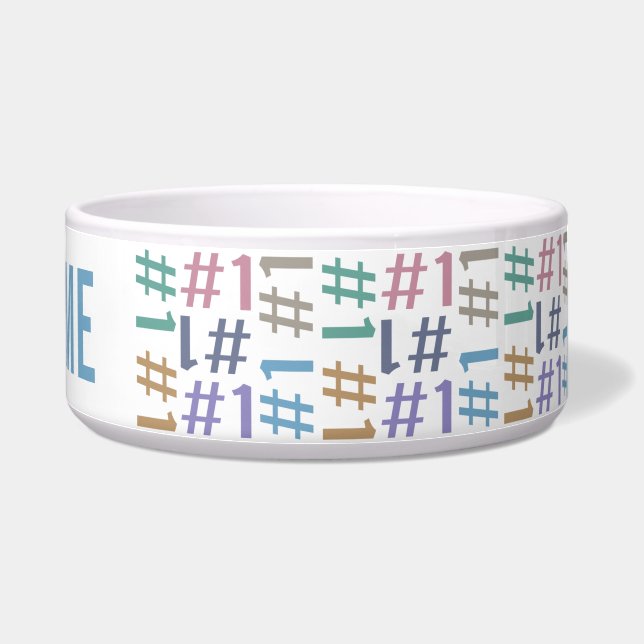 Comedero "# 1" Patrón nombre personalizado mascota bowl (Derecha)