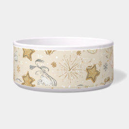 Comedero 2026 New Year Cat Bowl – Gold Stars & Paw Prints