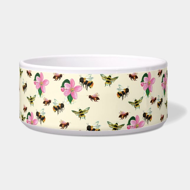 Comedero Abejas y abejorros y flores de primavera rosadas (Frente)