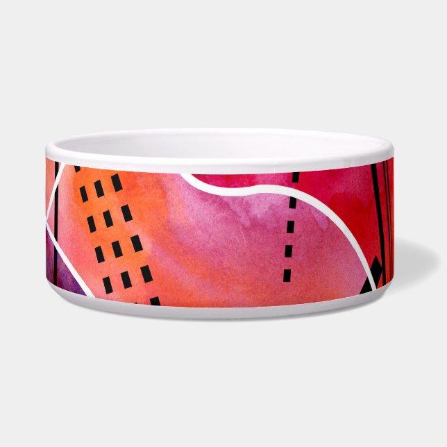 Comedero Abstrato acuarela Patrón blanco negro (Frente)