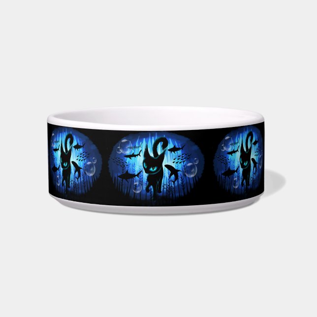 Comedero Acuático - Gato surrealista en fantasía oceánica p (Frente)