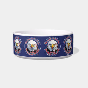 Comedero Águila marrón múltiples diseños fondo azul