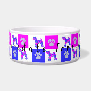 Comedero Airedale Terrier Dog & Paw Crazy Hot Pink Dog Bowl