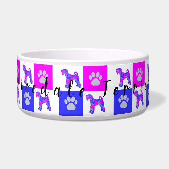 Comedero Airedale Terrier Dog & Paw Crazy Hot Pink Dog Bowl (Frente)