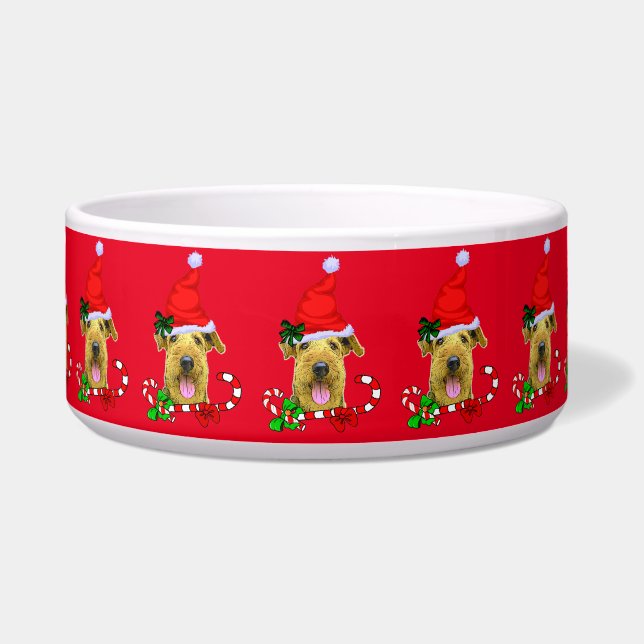 Comedero Airedale Terrier Navidad   (Frente)