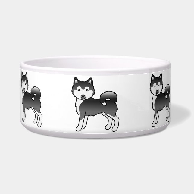 Comedero Alaskan Malamute blanco y negro perro de dibujos a (Frente)