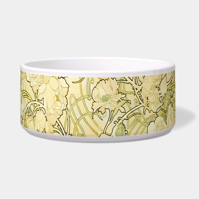 Comedero Alfonse Mucha Art Nouveau Peonies Botanical Art (Frente)