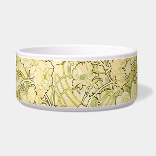 Comedero Alphonse Mucha Peonías Patrón Floral Art Nouveau