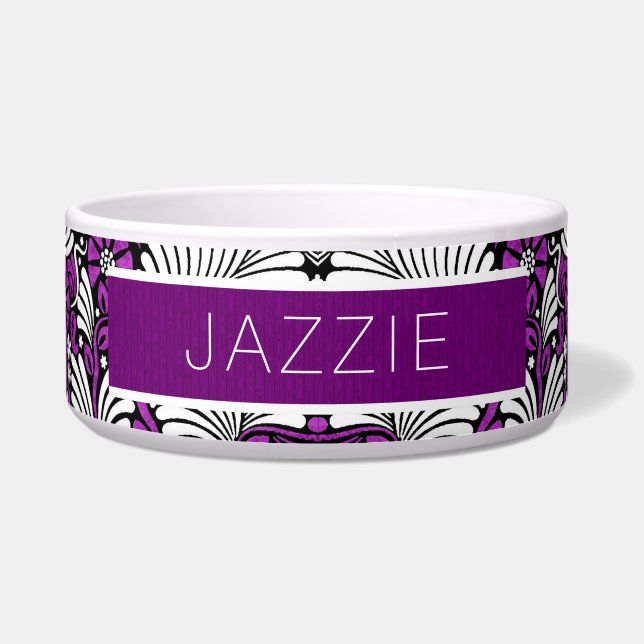 Comedero Amante de Mascotas Moradas Elegantes con Tazón con (Frente)