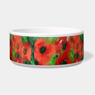 Comedero Amapolas Rojas Apasionadas y Follaje Verde Abstrac