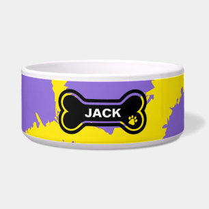 Comedero Amarillo Brillante y Perro Personalizado de Color