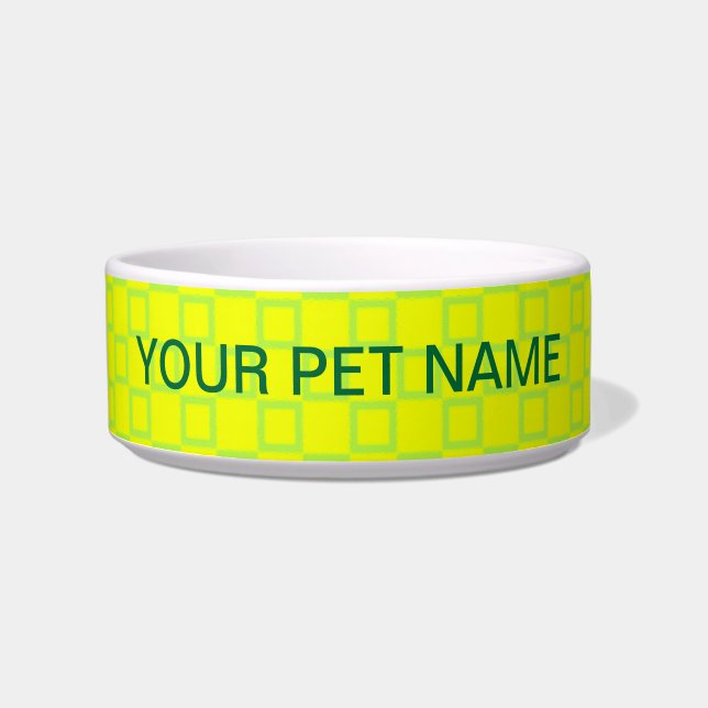 Comedero Amarillo clásico y verde menta Pet Bowl (Frente)