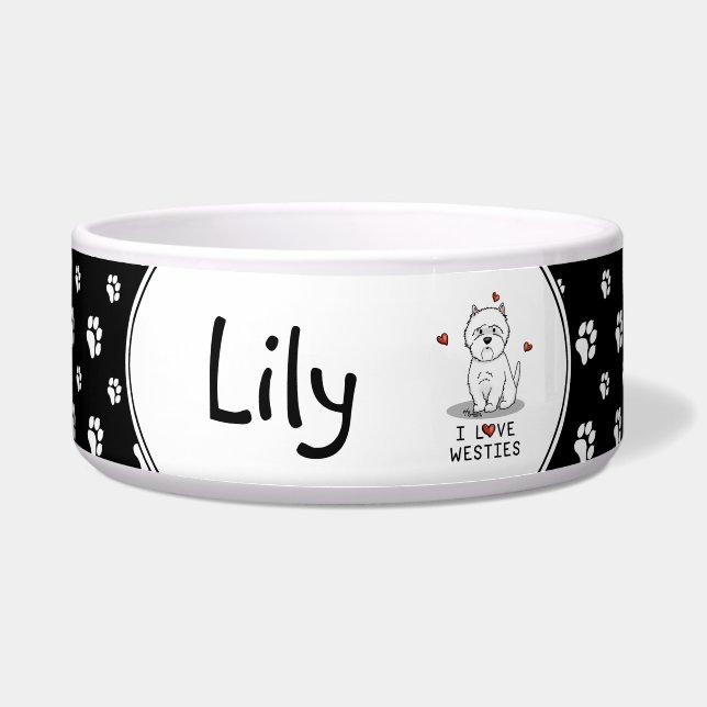 Comedero Amo a los Westies - Terriers Blancos de West Highl (Frente)