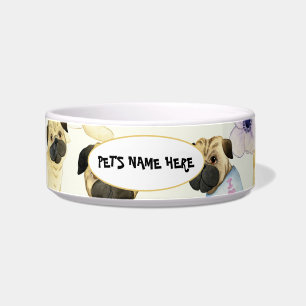 Comedero Amo del perro de pug tazón mascota personalizado