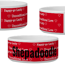 Comedero Amor incondicional Red Black and White Shepadoodle