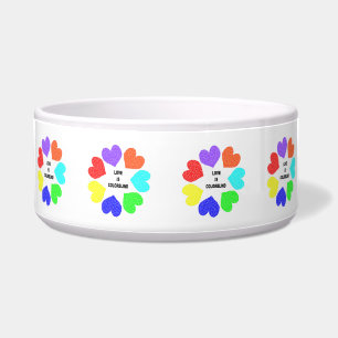 Comedero Amor interracial Rainbow Hearts Dog Bowl