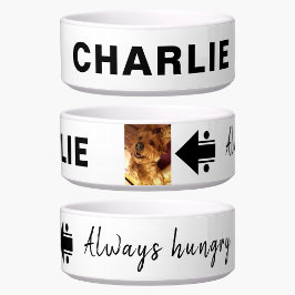 Comedero Añadir foto y nombrar perro blanco negro hambrient