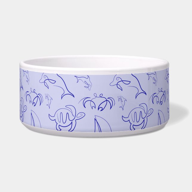 Comedero Animales marinos y patrón de dibujo de una línea (Frente)