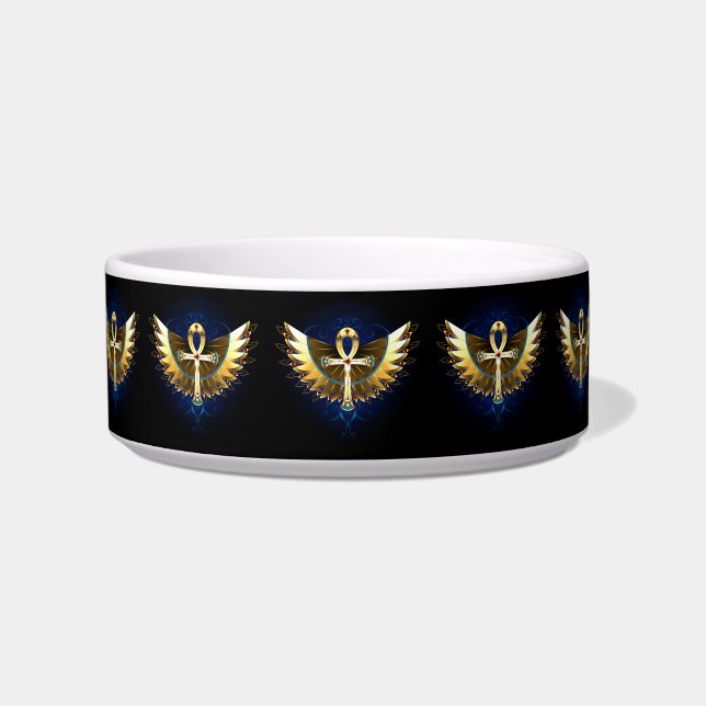 Comedero Ankh de oro con alas (Frente)
