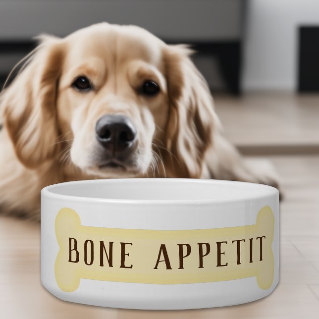 Comedero Apetito óseo Gracioso Tazón de Perro Pun con pintu ('Bone Appetit' Funny Pun Dog Bowl 🐾)