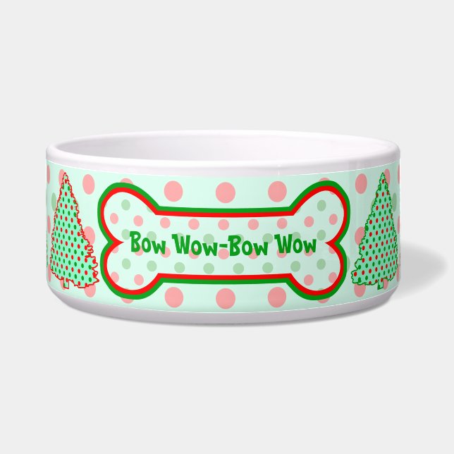 Comedero Árbol de puntos de polka verde y rojo (Frente)