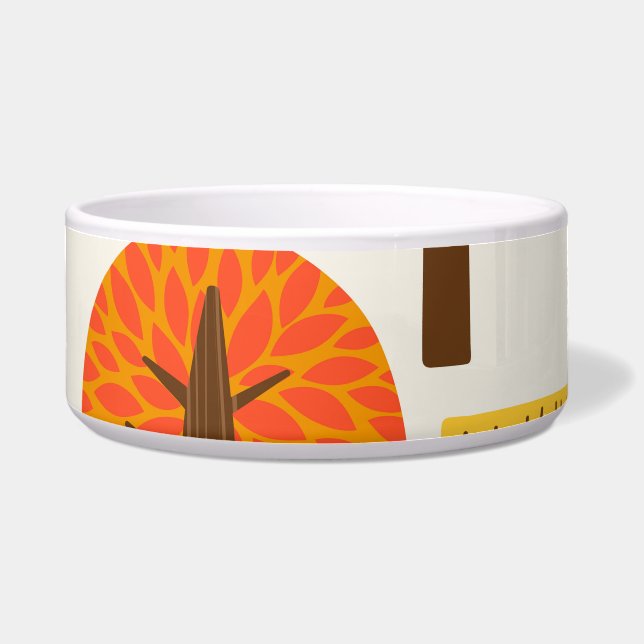 Comedero Árboles otoñales, patrón sin costuras. (Frente)