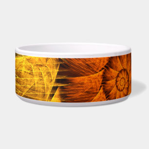 Comedero Arte abstracto floral naranja amarillo azul