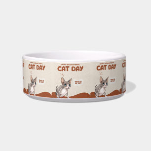 Comedero Arte de celebración del día internacional del gato