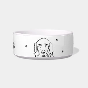 Comedero Arte lineal de Retriever Dorado personalizable