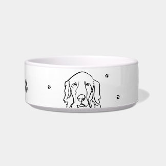 Comedero Arte lineal de Retriever Dorado personalizable